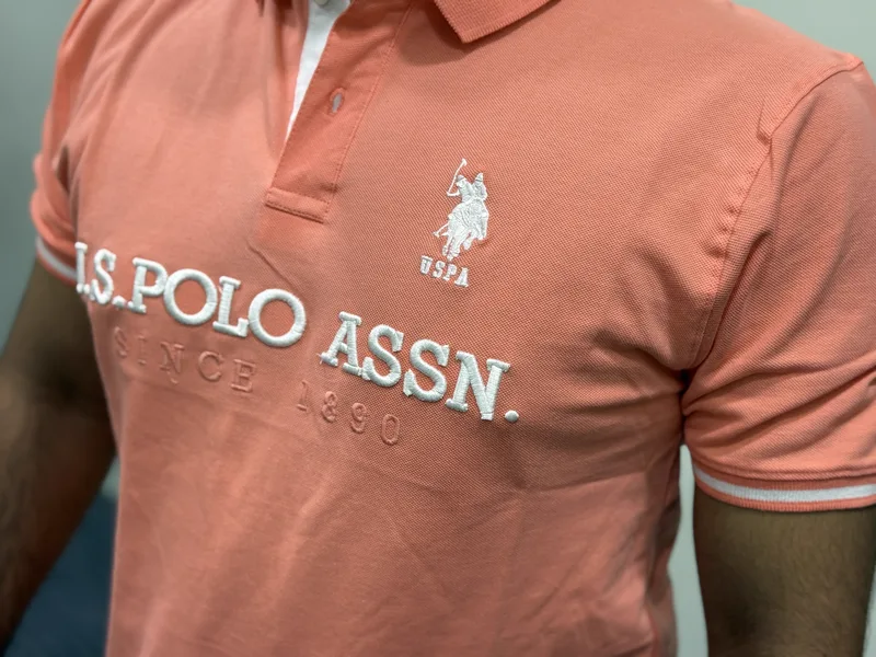 U.S. Polo Assn. U.S. Polo Assn. Men's Embroidered Polo Shirt (Peach) — view 2