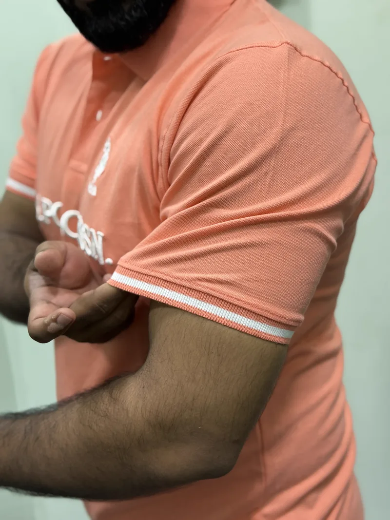 U.S. Polo Assn. U.S. Polo Assn. Men's Embroidered Polo Shirt (Peach) — view 3